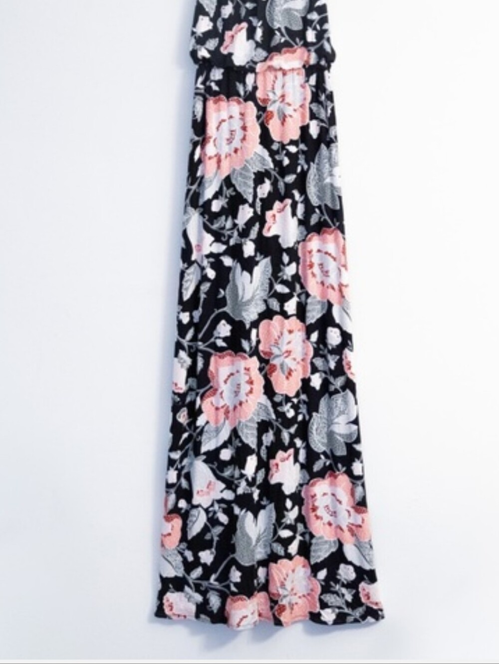 Loft Floral Black Maxi Dress with Pink Blooms - Picture 4 of 5